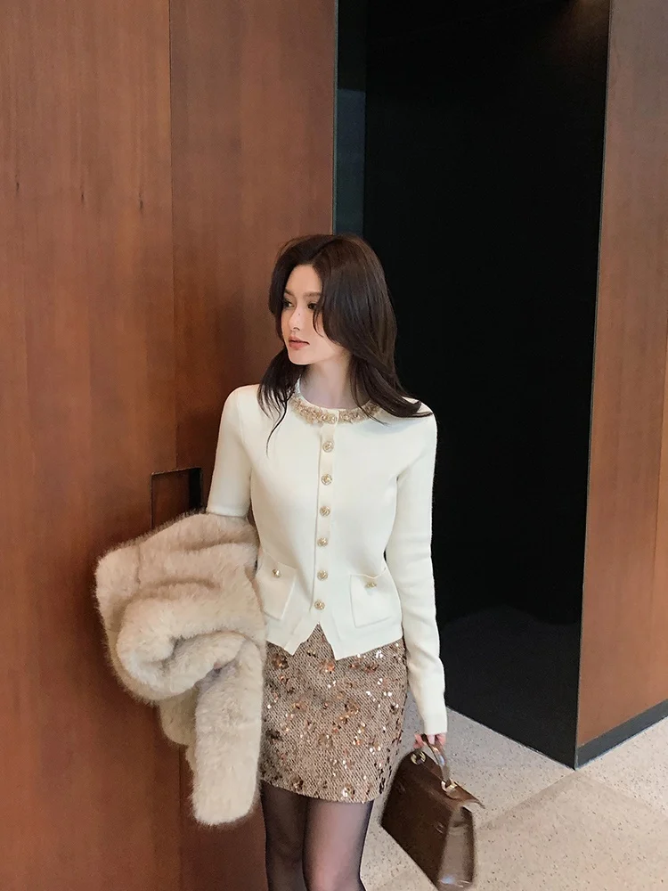 

Ms.Daoge Lady ort round Ne Knitted Sweater Ele Sle Women's Faion Autumn Winter Top Quali Soft Comfortable Fit