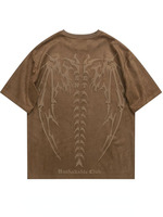 Skull Printed Suede Short Sleeve T-Shirt Men's Summer Loose Streetwear Men Women Clothing Harajuku Couple Tees