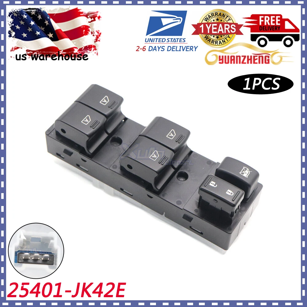 XUAN 25401-JK42E Front Side Electric Master Control Lifter Power Window Switch for Infiniti G25 G35 G37 Q40 2007-2015