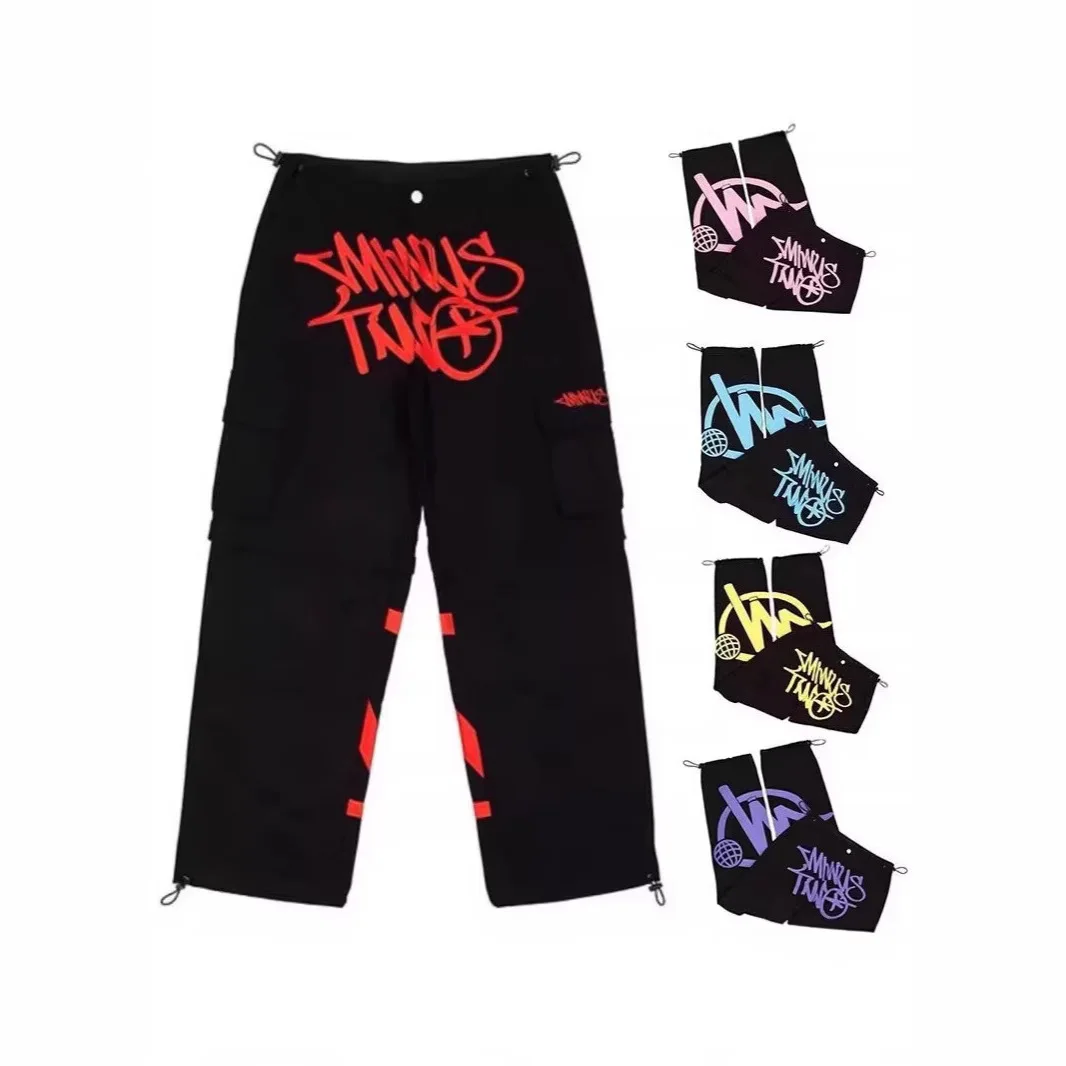 

American Sle Workwear Pants Streetwear High Waist Straight Leg Print Hip Hop Y2K Men's Loose Fit Casual Trousers