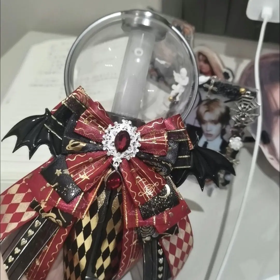 Lolita Bow Ties Hairpin Ribbon Rhinestone Devil Wings Bows Women's Anime Bag Pendant Concert Carat Stick Hand Lamp Accessories