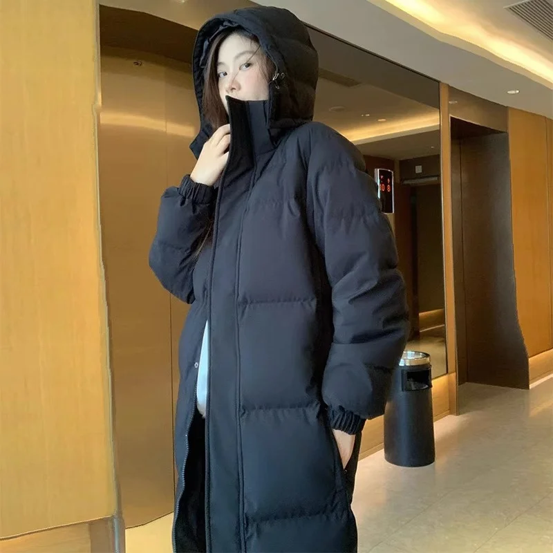 

Knee Thick Hooded Standing Neck Down Coat for Women 2023 New Versatile Loose Warm Winter Coat C24