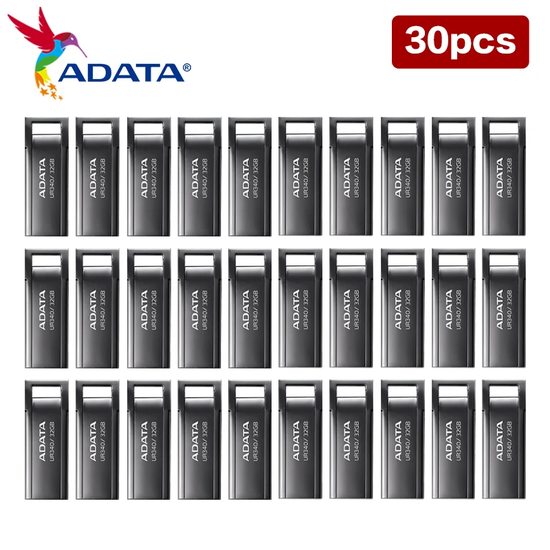 30PCS Wholesale ADATA ROYAL UR340 USB Flash Drive USB 3.2 Pen Drive 32GB 64GB Metal Pendrive Original Storage U Disk for PC