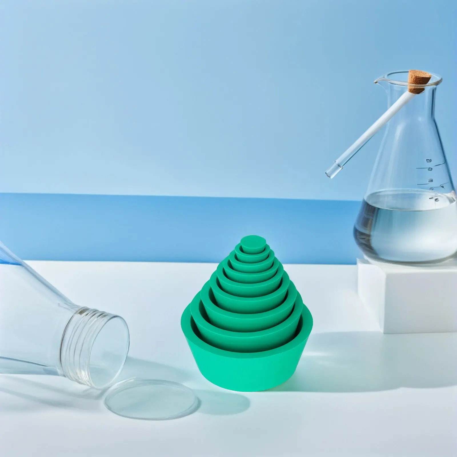 Laboratory Filter Adapter Rubber Stopper Set Chemical Resistant Tapered Collar for Funnel Flask 2 Sets