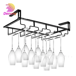 DEOUNY Goblet Holder Upside-down Wrought Iron Home Bar Hanging Wine Glass Holder Wine Rack Bar Tools