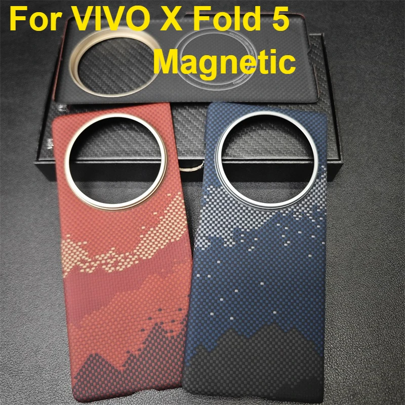 

Магнитный чехол из углеродного волокна для VIVO X Fold 5, чехол MagSafe для телефона, ультратонкий, легкий, тонкий, защитный чехол из арамидного волокна