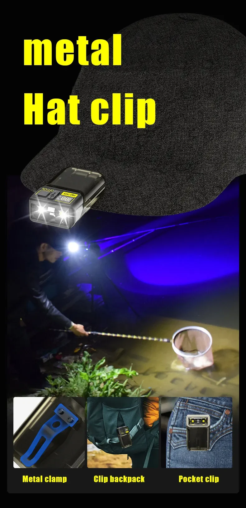 Imagem -04 - Poderoso Edc Magnético Lanterna Led Recarregável Chaveiro Lanterna Trabalho Luz Camping e Pesca Tocha Lâmpada de Emergência 180 ° Tipo-c