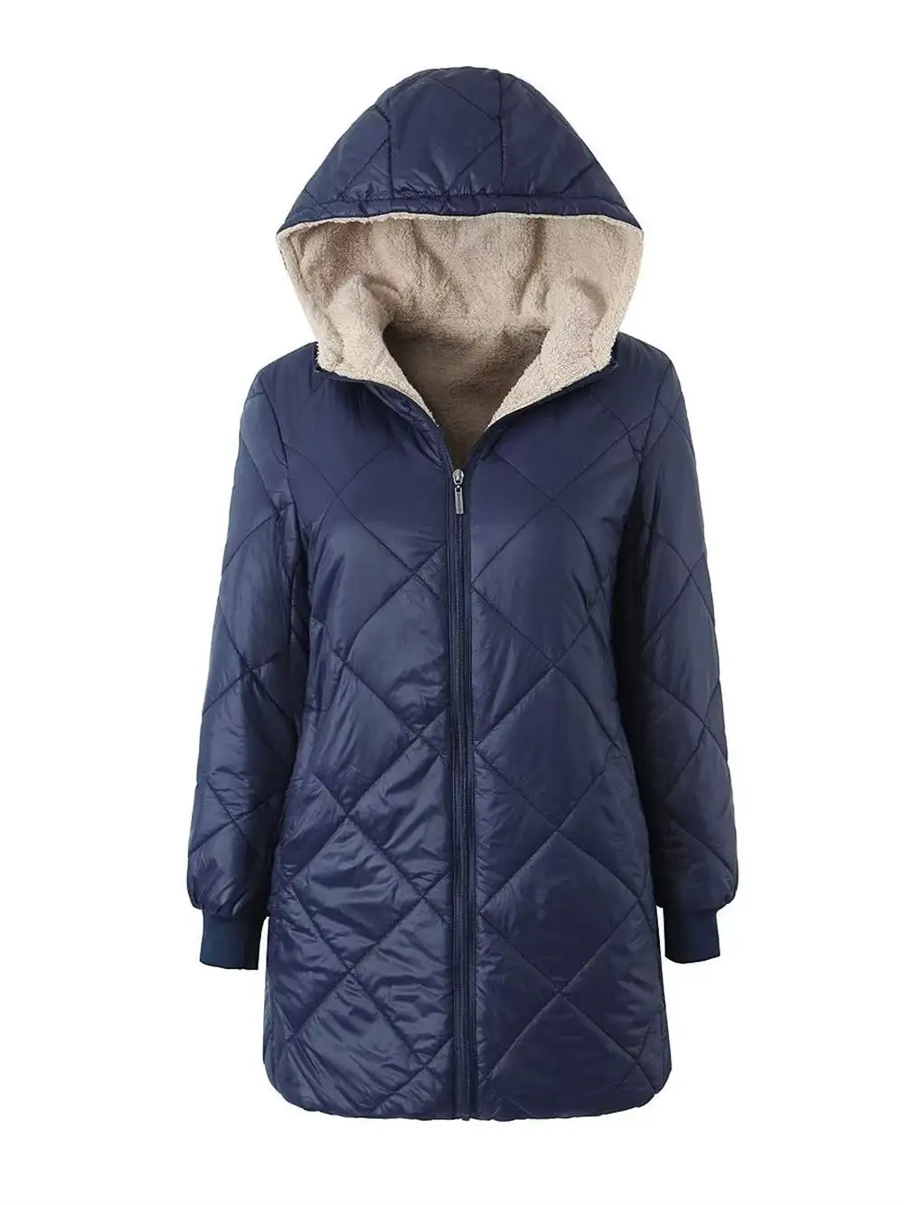 PUWD-Jaqueta casual feminina de algodão com capuz médio, parka retrô quente, outwear grosso feminino, treliça, outono, inverno, 2023