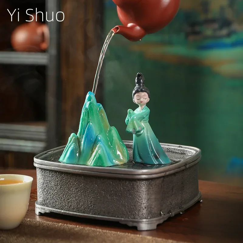 Resin Creative Color Changing Tea Ornaments Small tea pet Supportable Play Jiangshan Beauty Pen Holder Tea Ceremony Utensils