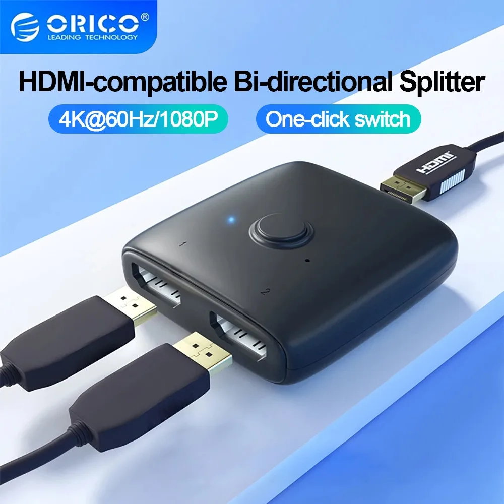 ORICO HDMI Switcher 4K HD HDMI Compatible KVM Switch 60Hz Two-way 2 In 1 Out Converter Splitter Adapting PS4/5 TV Box Switcher