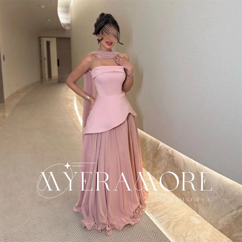 

2025 New Evening Dress Women Elegant Strapless Pleated A-Line Long Prom Dresses Formal Cocktail Gowns فساتين سهرة Cust
