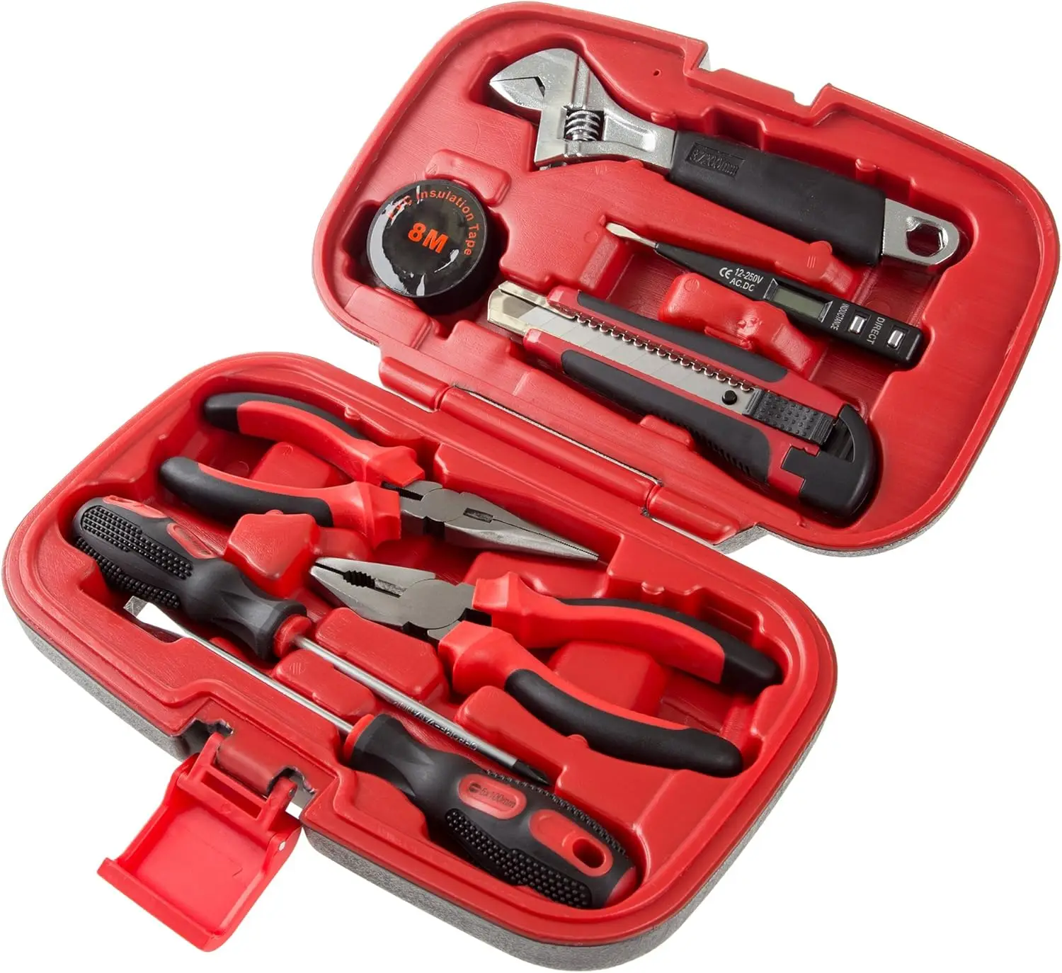 

9-Piece Household Hand Tool Set with Adjustable Wrench, Screwdriver, and Pliers for Home, Office, Car Use