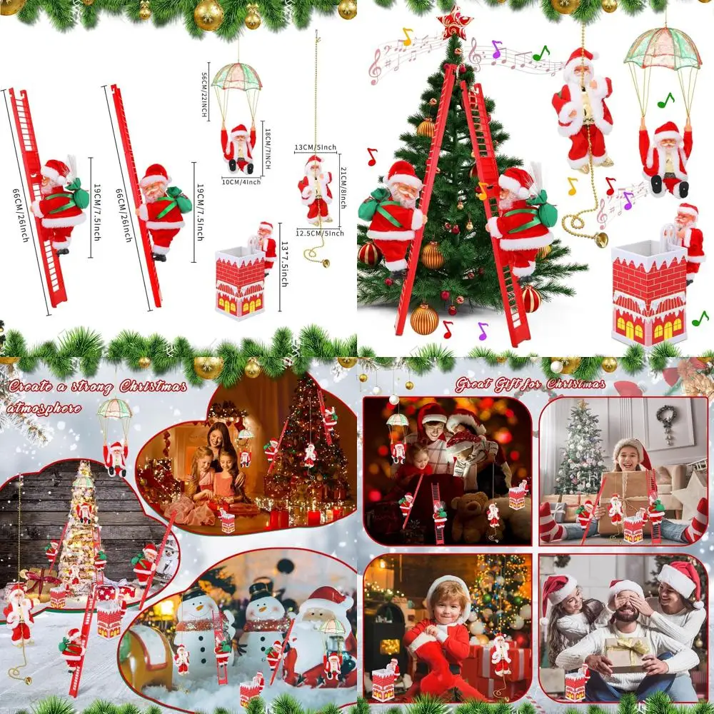 

Electric Santa Claus Climbing Tree Rope Ladder Parachute Somersault Musical Ornaments, 5 Styles, Perfect for Home Christmas Gift