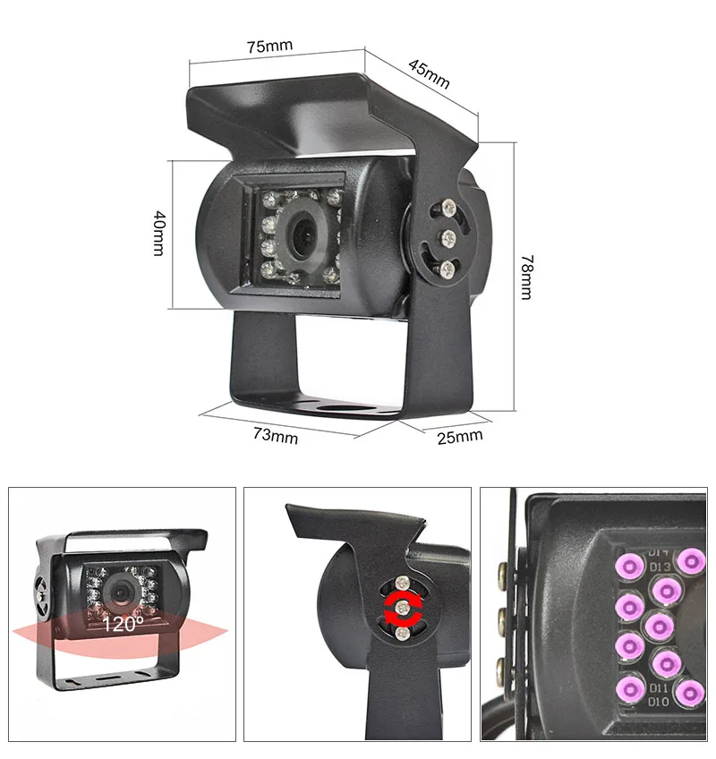 DIYKIT 12V-24V CCD Van Bus Lorry Car Rear View Reversing Parking Camera IP68 Waterproof IR Night Vision