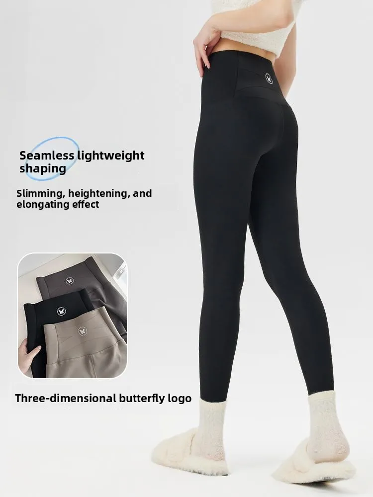 Pantaloni da yoga in pelle arca da donna foderati in Fce sottili a vita alta lunghi per il controllo della pancia pantaloni dimagranti per il sollevamento del sedere