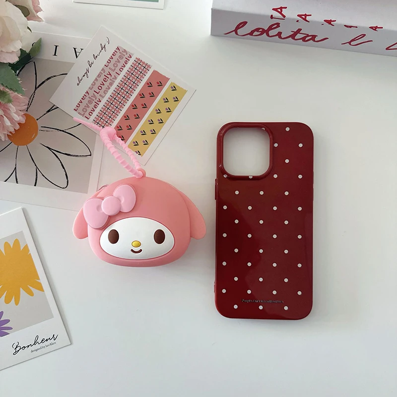 Kawaii Sanrio Portachiavi Borsa per carte Kuromi My Melody Mini Portamonete Cinnamoroll Portafoglio piccolo Divertimento all'aria aperta Apprendimento Juguetes Para Niñas
