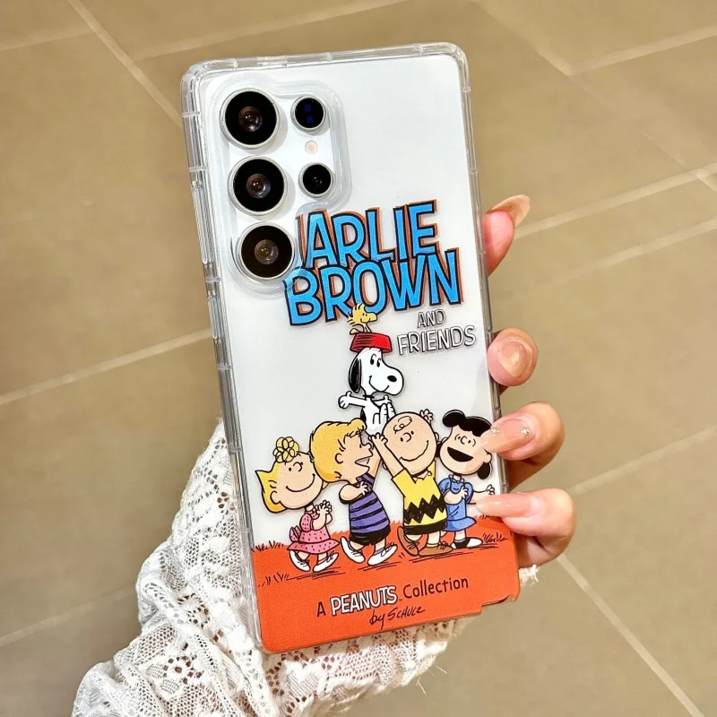 Cute Cartoon Snoopy Phone Case For Samsung Galaxy S22 S23 S24 S25 S26 Ultra Note 10 20 Plus Lucy Charlie Brown Holder Cover