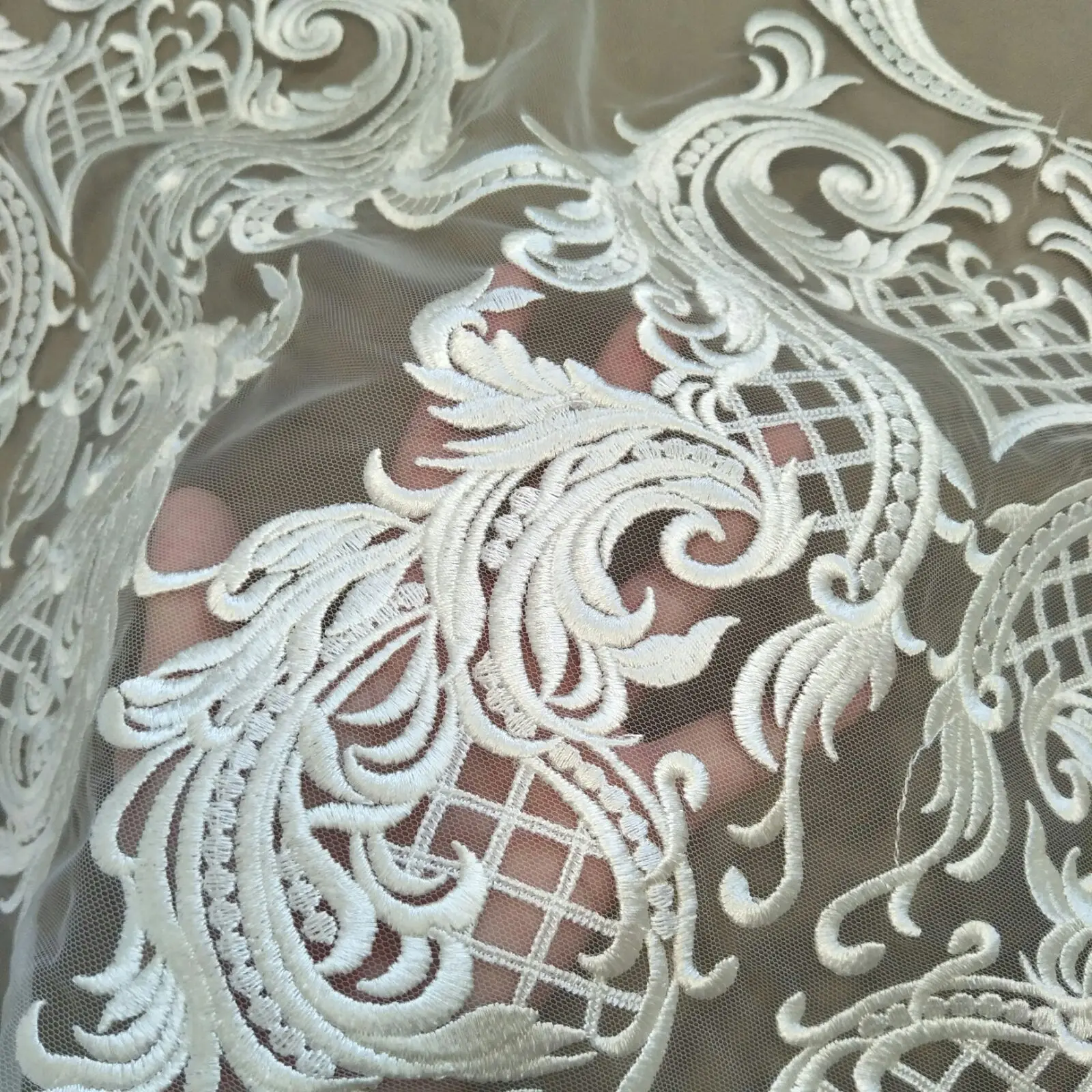 fashion thick arrival wedding dress lace fabric applique lace sell by yard