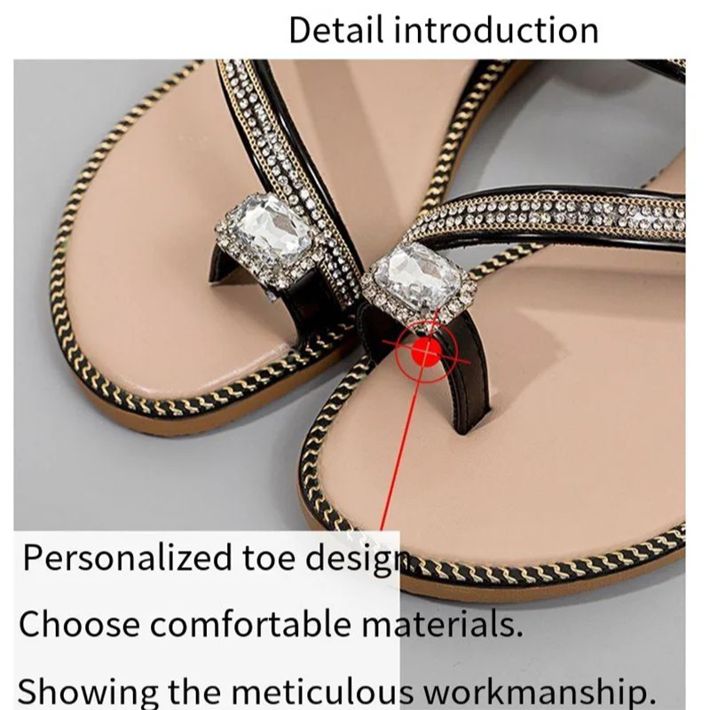 Summer Fashion Outside Wearing Women Two Wear Sandals Korean Version Flat Pearl Rhinestone Slippers Woman