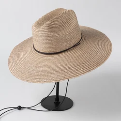 handwoven Panama Straw Hats for Women Summer Beach Sun Hat Wide Brim Fedora Cap UPF50+ Large Brim Palm Leaf Safari Hat