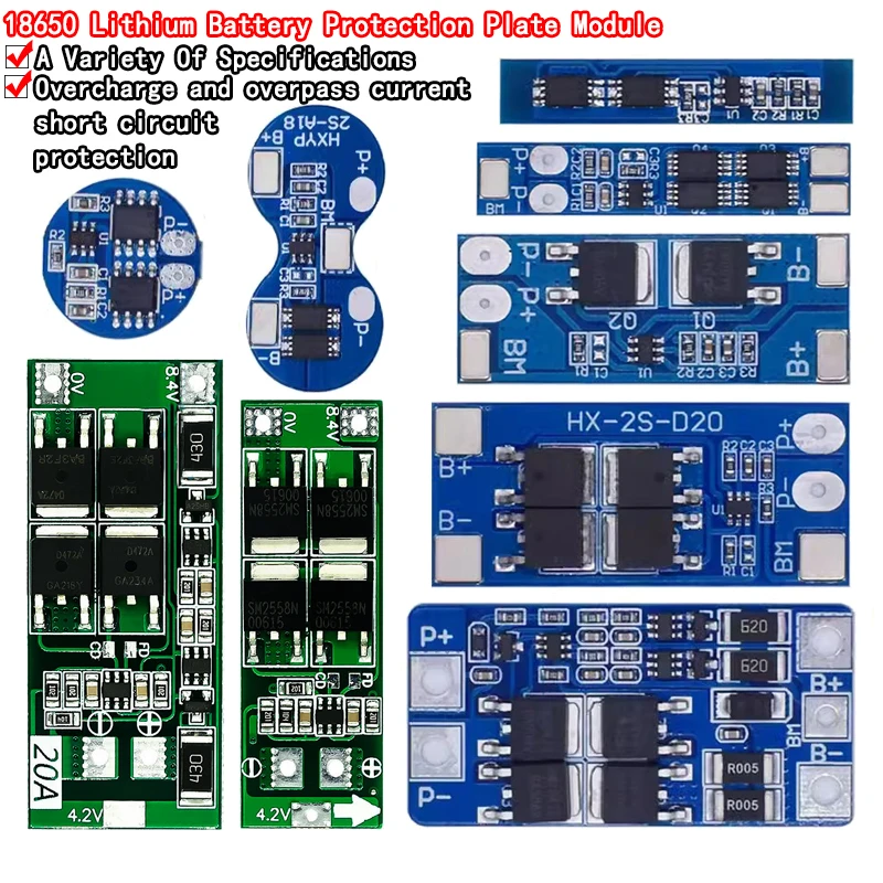 Carte de Protection de Batterie au Lithium, 2S, 3A, 4A, 5A, 8A, 10A, 13A, 20A, 7.4V, 8.4V, Eddie ion 18650, BMS Standard / Balance