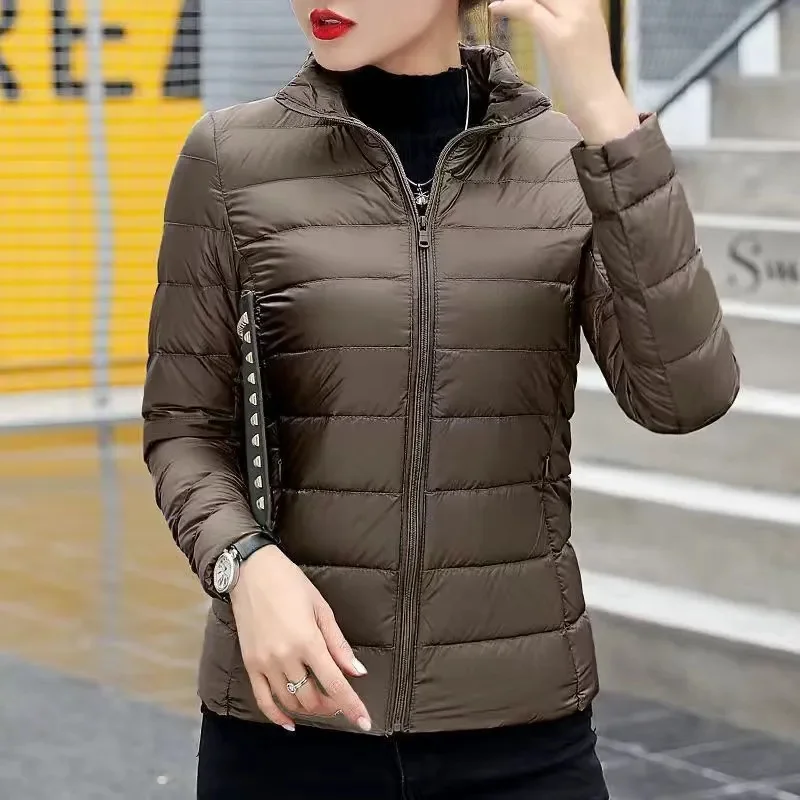 2024New Fashion Female Cold Jacket Women Winter Light White Duck Down Jacket Slim Puffer Jacket Portable Windproof Down Coat Top