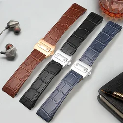 Genuine Leather Watch Strap for Cartier Sandoz Men's Santos100 Santos Tank Waterproof Sweat-Proof Soft Comfortable Watchband 20