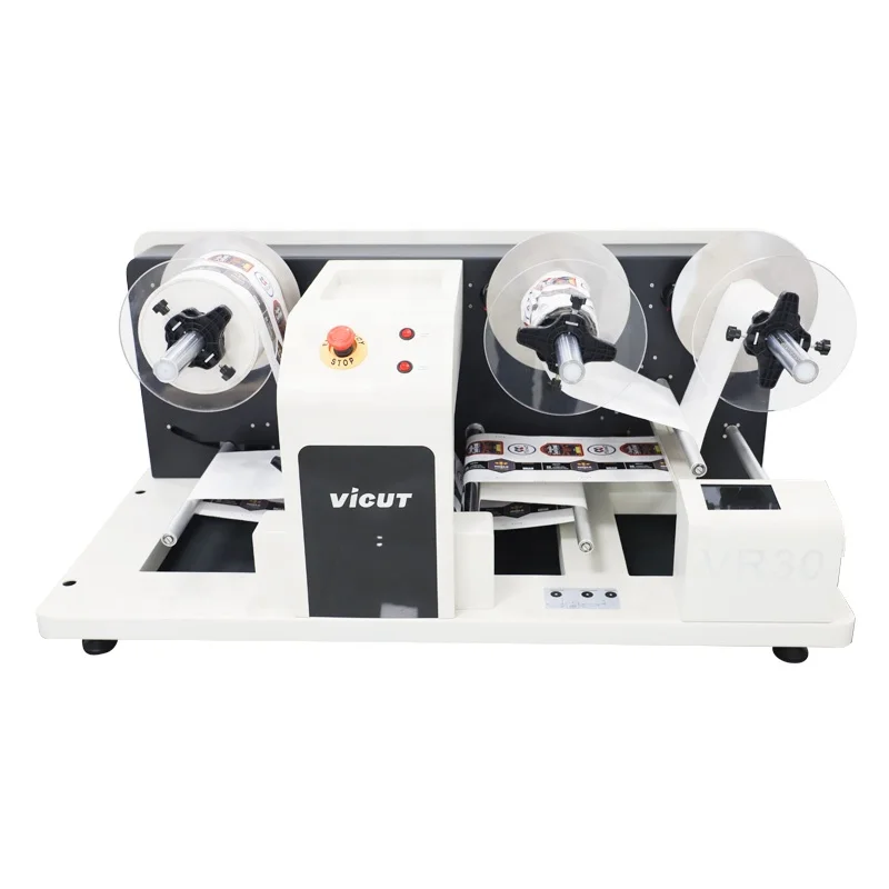 Roll Label Sticker Roll to Roll Rotary Label Die Cutting Machine With Rewinding and Waste Removal Functions VR30