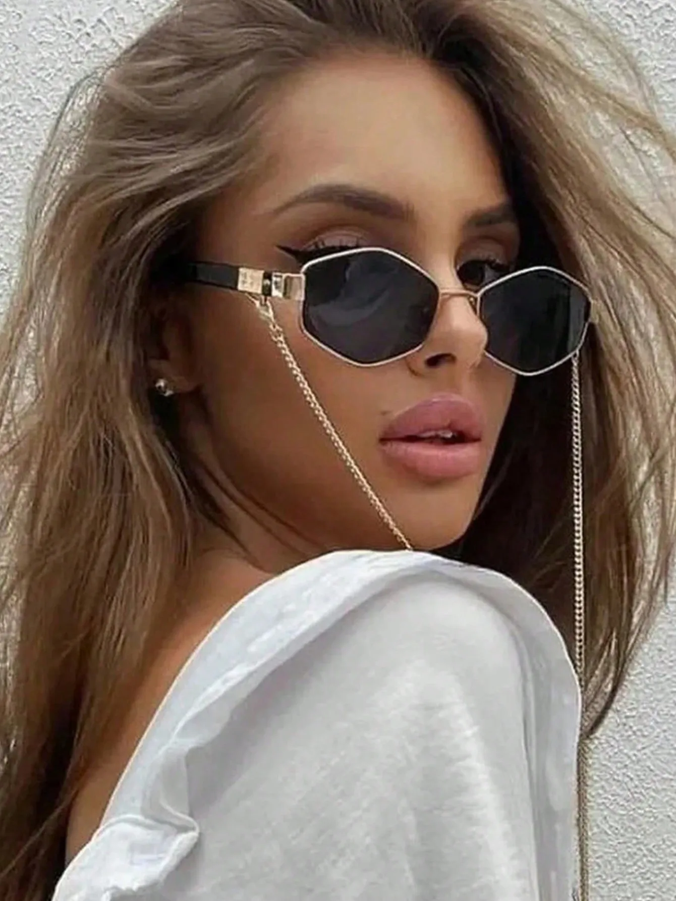 

1pc New Asymmetrical Frame Fashion Eyeglass Chain For Women, Y2K Style Christmas Basics Fall Winter Women Outfits Clothes Busine
