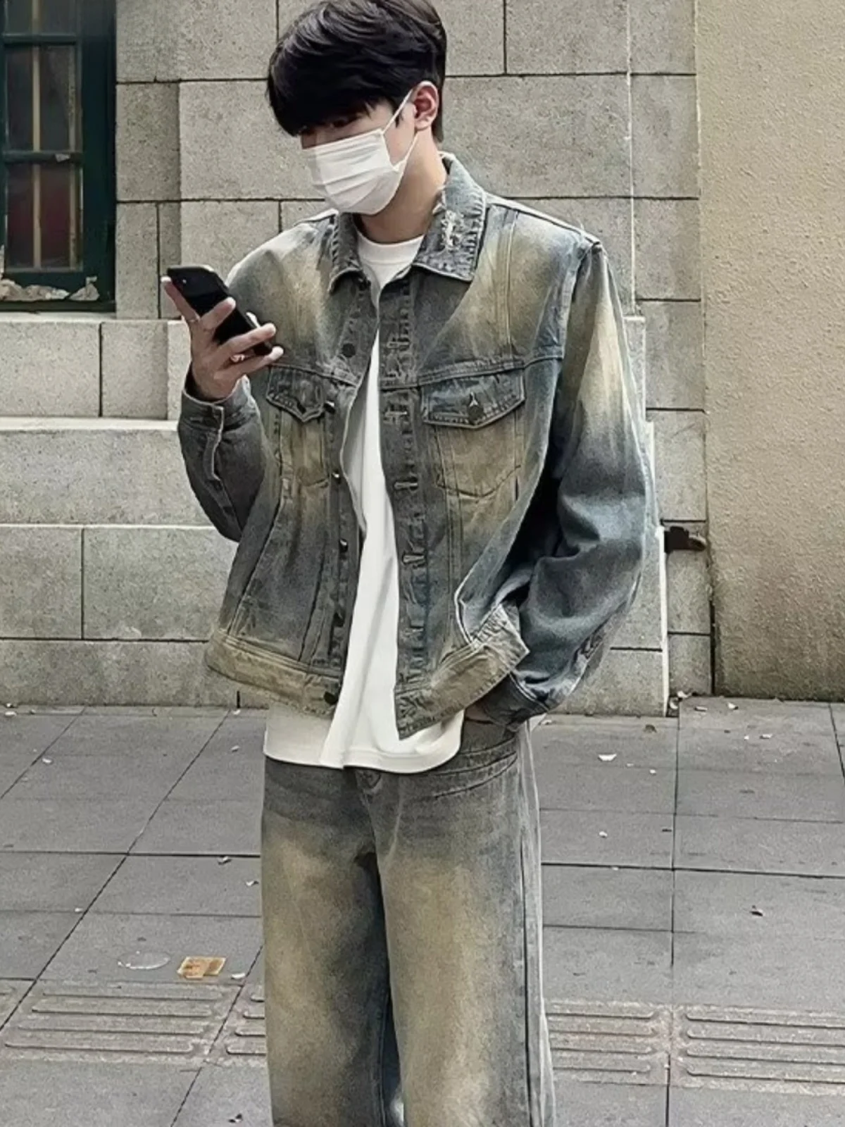 

Waed Denim Jaet And Loose Straight Leg Jeans Retro Vintage Sle High Street Autumn Winter Men's Faion Youth Culture