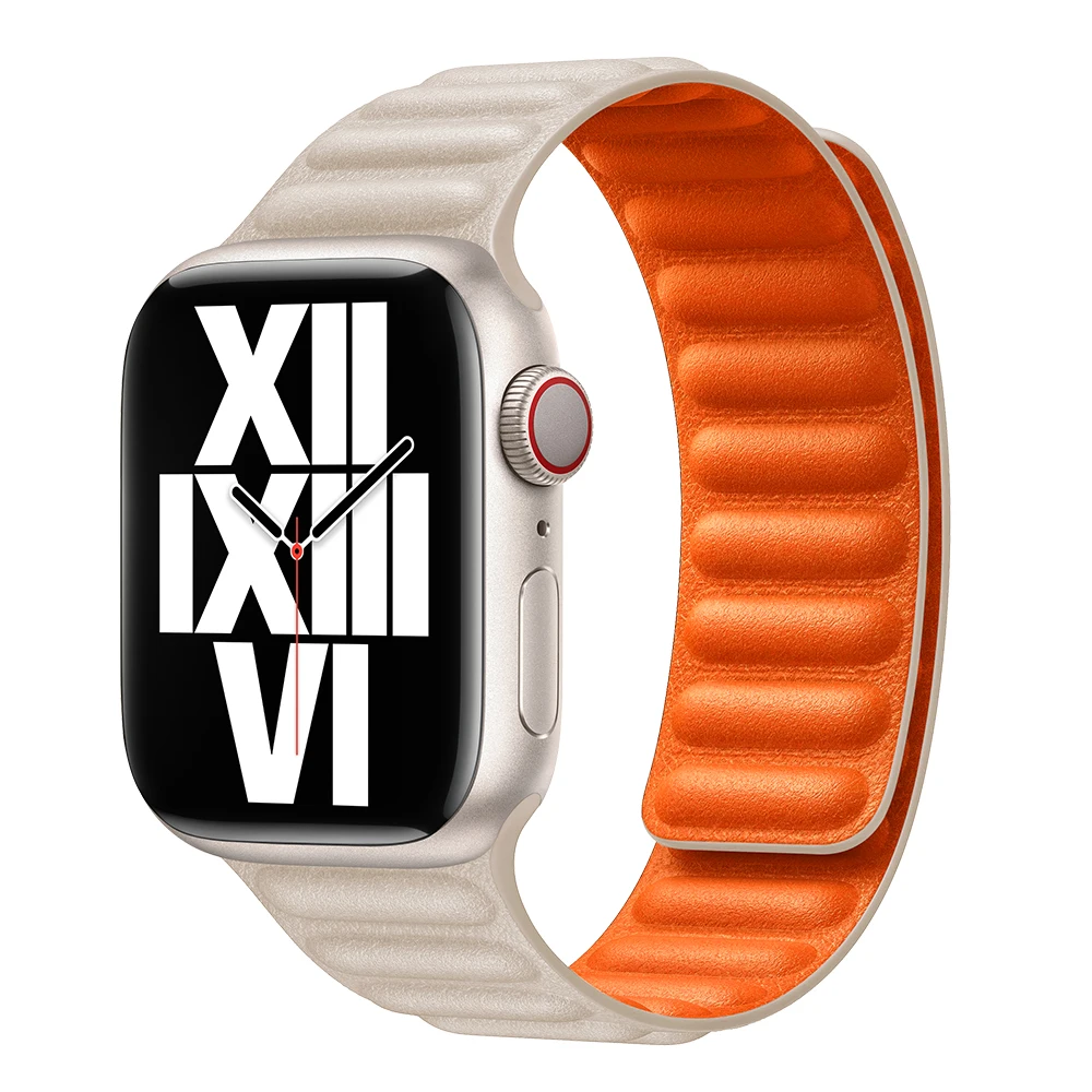 Leder glied für Apple Uhren armband 45mm 41mm 44mm 40mm 49mm original Magnets ch laufen armband iwatch Serie 8 ultra 3 se 6 7 Armband