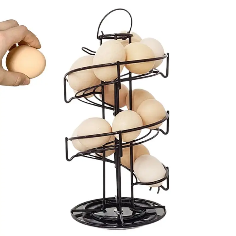 

Modern Metal Egg Shelter Rack 24 Eggs Kitchen Countertop Egg Organiser Shelf Home Kitchen Supplies Spiral Storage Roller Rack