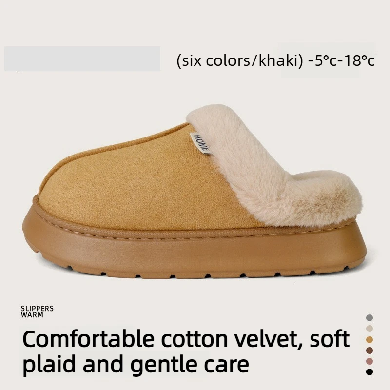 New Style Women Cotton Slippers Thick Bottom Warm Keeping Indoor Cotton Slippers Suede Winter House Shoes