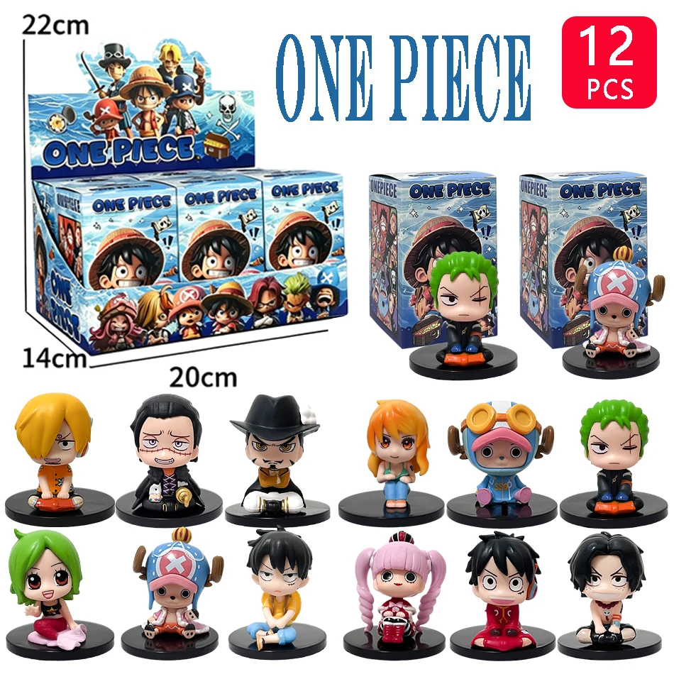 

Hot 6-7cm One Piece Anime 12pcs Sitting Posture Luffy Nami Action Figurine PVC Model Desktop Ornaments Toy Holiday Gift In Stock