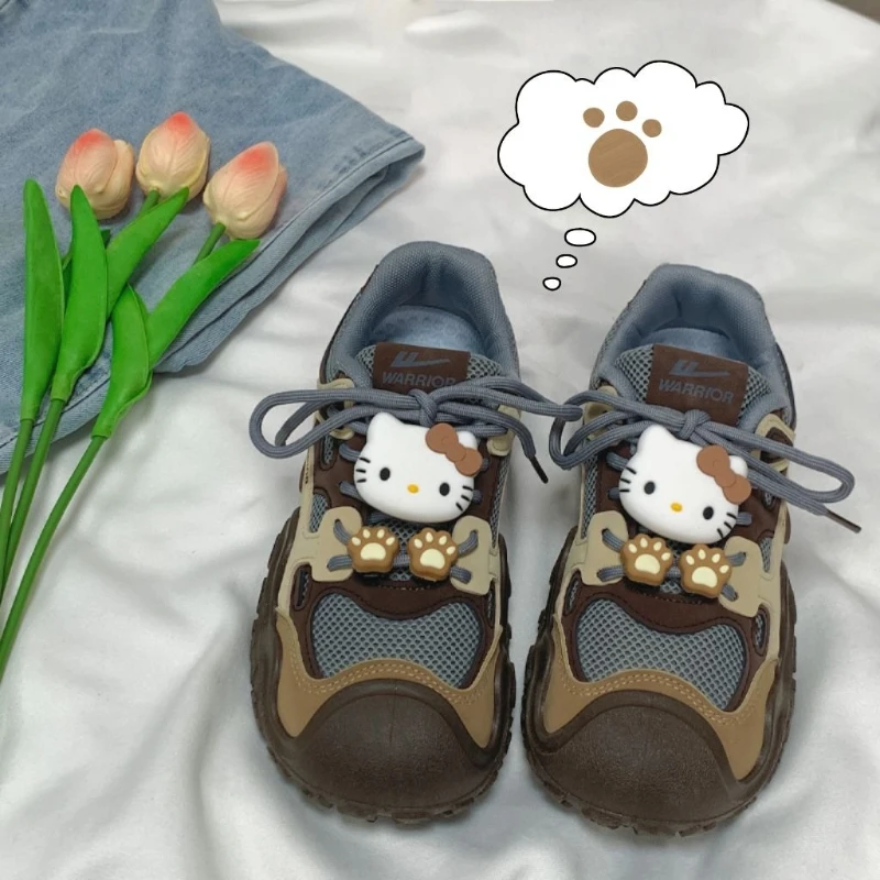 

Милые кроссовки Hello Kitty с героями мультфильмов, милая весенне-осенняя обувь на толстой подошве, легкие и дышащие повседневные праздничные подарки