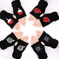 Naruto Anime Cosplay Black Gloves Akatsuki Itachi Bicycle Motorcycle Fingerless Warmer Wrist Gloves Toys for Children Adult Gift