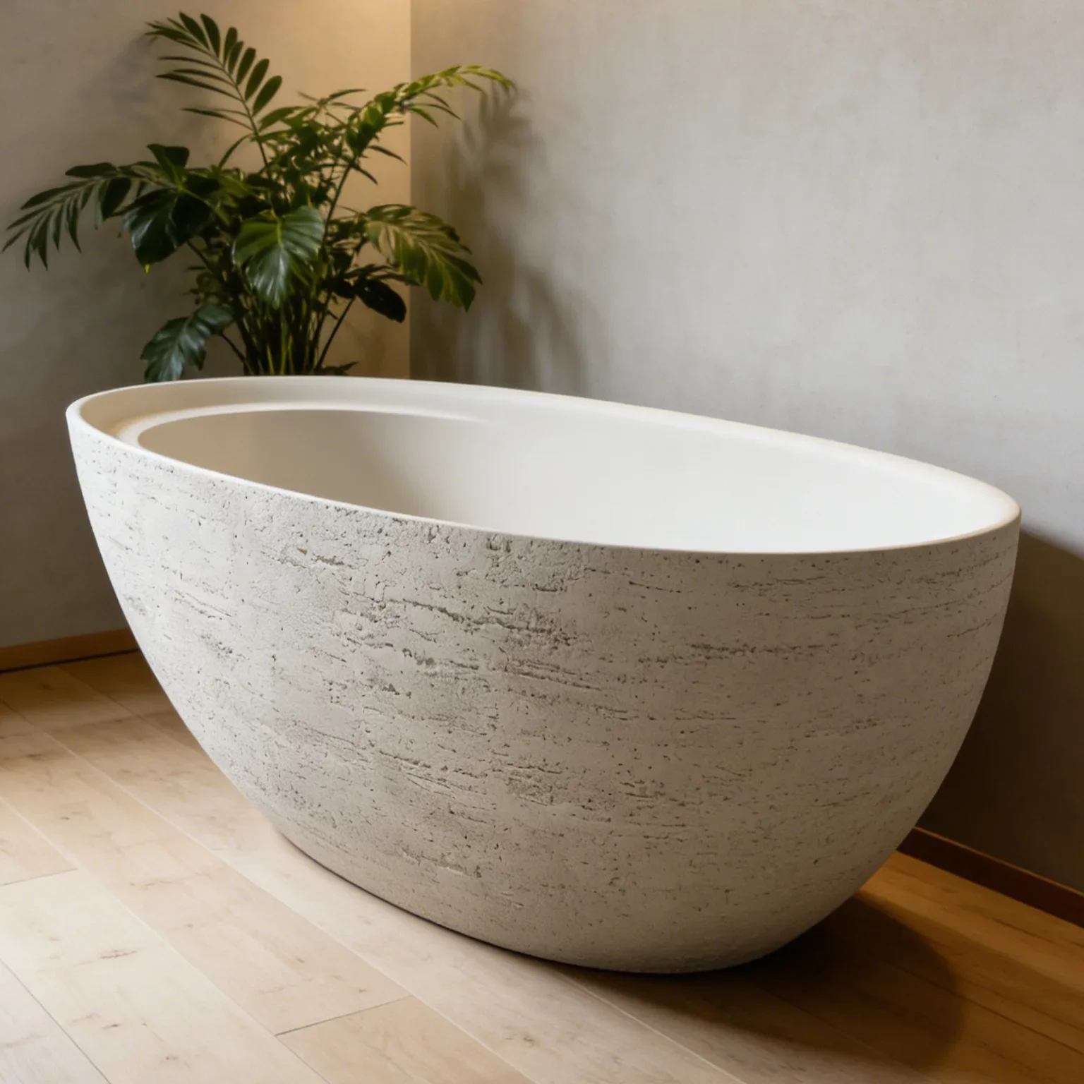 Natural travertine granular freestanding bathtub, hotel villa bathroom oval double integrated bathtub bathtub