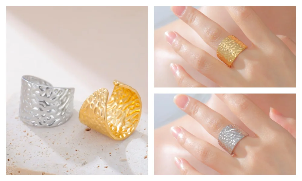 Skyrim Edelstahl Goldfarben Geometrischer Offener Ring Mode Minimalistischer Fingerring Hochzeit Party Schmuck Geschenk Großhandel – Detail 8