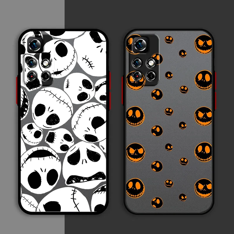 The Nightmare Before Christmas Phone Case For Redmi Note 13 12 11 10 Pro Plus Pro S T 5G Matte Frosted Translucent Cover