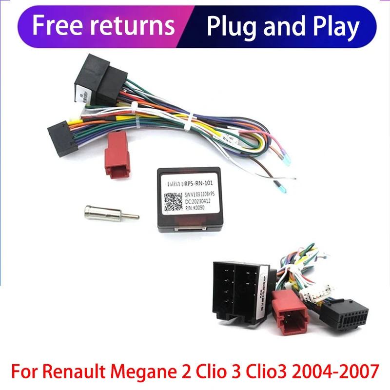 

16 Pin For RENAULT Megane 2 Clio 3 Clio3 2004 - 2007 Canbus Android Player Power Cable Audio Adaptor Dash Trim kit Facia Panel