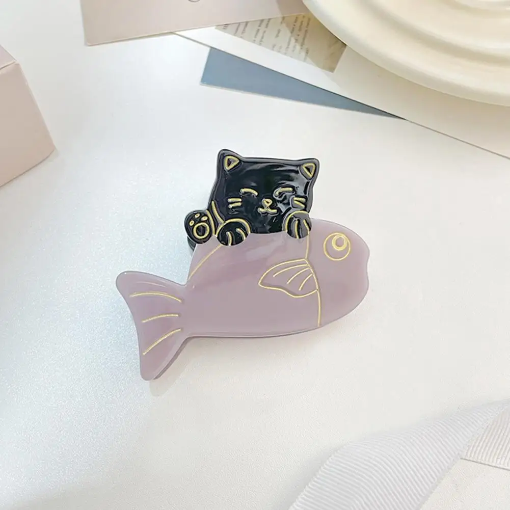 

Hair Clip Hair Clips Cute Cartoon Cat Fish Hair Claw Clips for Girls Anti-slip Teeth Design Back Head Shower Accessories Set
