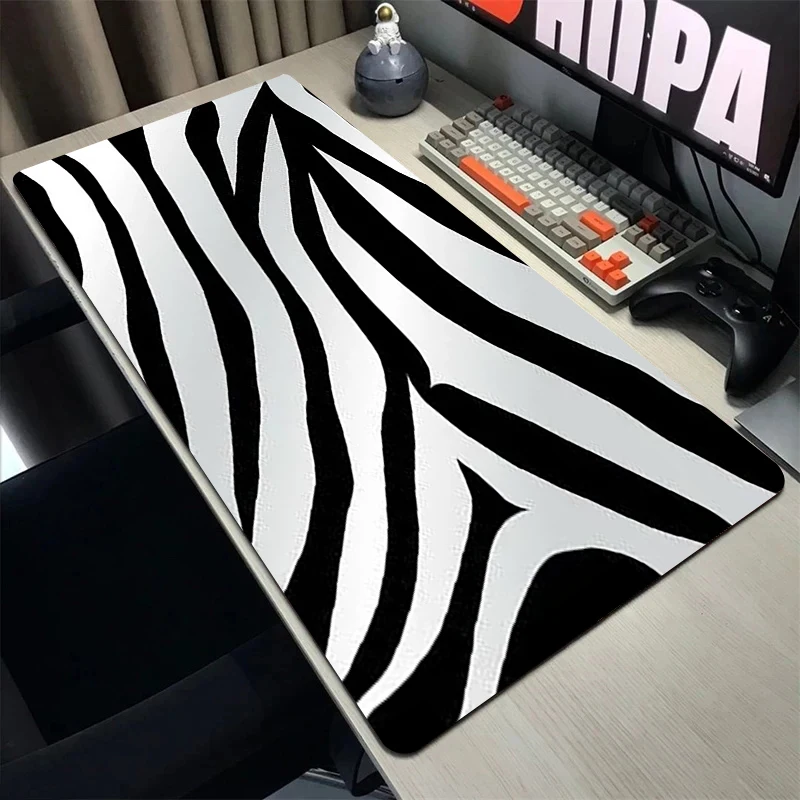 Zebra Pattern Mat Black Art Stripe Mouse Pad Gamer Keyboard Office Accessories Mousepad 900x400 Computer Table Cushion Desk Mat