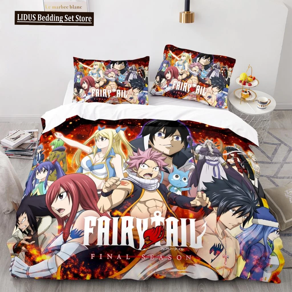 

New Fairy Tail Bedding Set Japanese Anime Boys Girls Gift Bedroom Decor Single Twin Full Queen Size Home Textiles Dropshipping