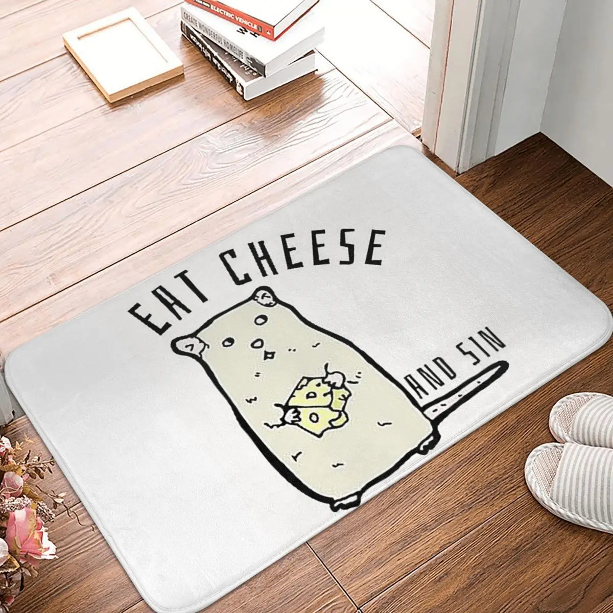 Funny Eat Cheese And Sin Non-slip Doormat Floor Mat Cushion Carpet Rug for Kitchen Entrance Home Balcony Footpad Mats