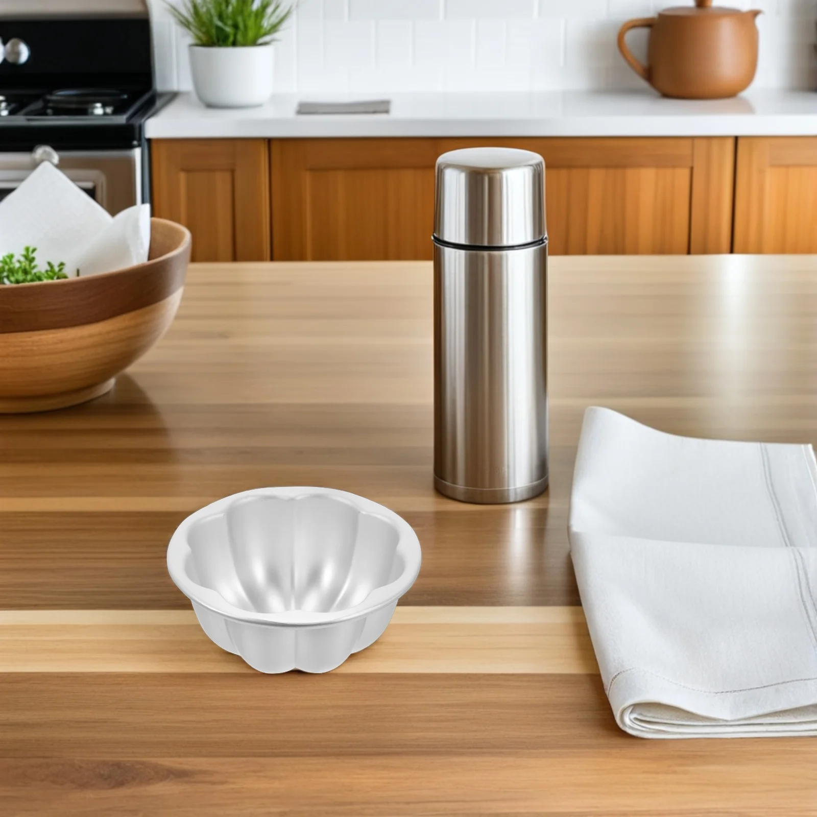 

4Pcs Pumpkin Shaped Aluminum Alloy Cake Mold Mini Baking Pan 9.5x4.5cm Nonstick Bakeware for Egg Tart Pudding Jelly Dessert