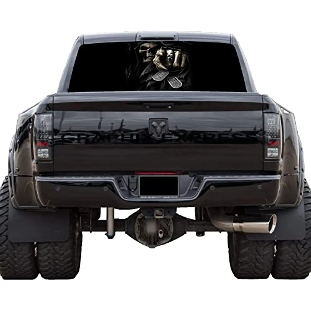 

GRAPHIX EXPRESS Truck Back Window Graphics - Grim Reaper Decal - Death Skull Design (P532) - Universal See-Through Rear Window V