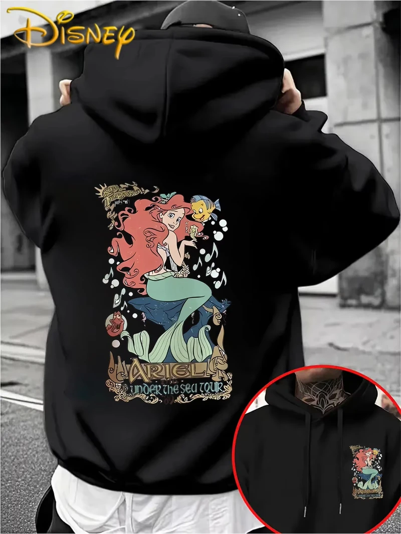 

Мужская толстовка с рисунком Русалочки Диснея, осень-зима, повседневный пуловер унисекс, толстовка, спортивный костюм, одежда, толстовка большого размера