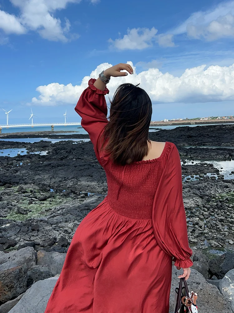 

Оригинальная юбка Vogana больших размеров, А-силуэт, Dr Ele, с эффектом похудения, с завышенной талией, плиссированная, корейский стиль, длинная, осенняя...