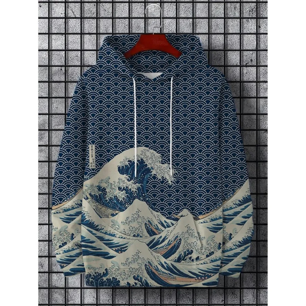 Japanese Harajuku 3D Printed Hoodies For Men Mountain Cat Tentacle Graphic Pullover Sweatshirts Casual Loose Hooded Long Sleeves