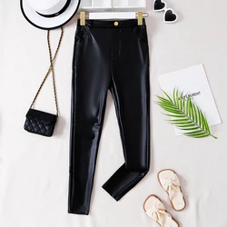 Autumn And Winter Girls New Fashion Trend Daily Casual Cute Teenager Tight Leather Pants Princess Birthday Party Clothing